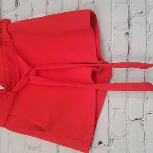 Red/Orange dress shorts, pockets in front with belted draw-string waist. Size S